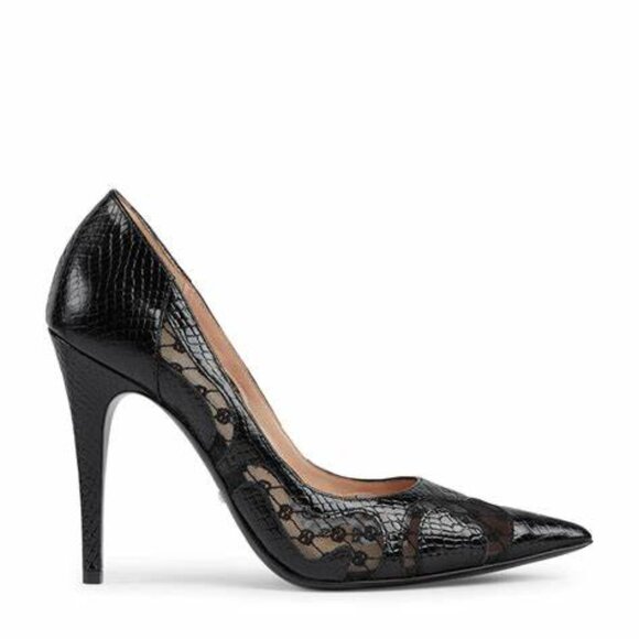 New Gucci Calf Leather Python Print GG Logo High Heels Shoes Size 37 / US 7 - Picture 1 of 8